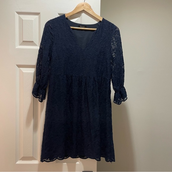 Madewell Embroidered Navy Blue Slowsong Dress Size 00 - Picture 3 of 6